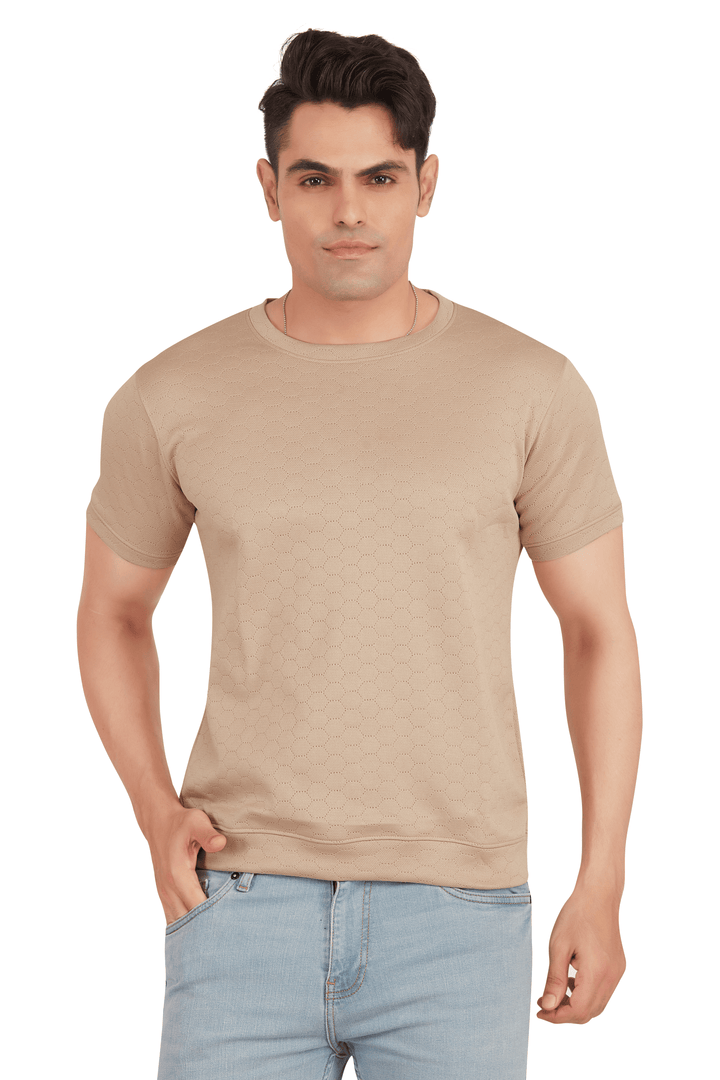 Textura Beige HexKnit Crew Neck