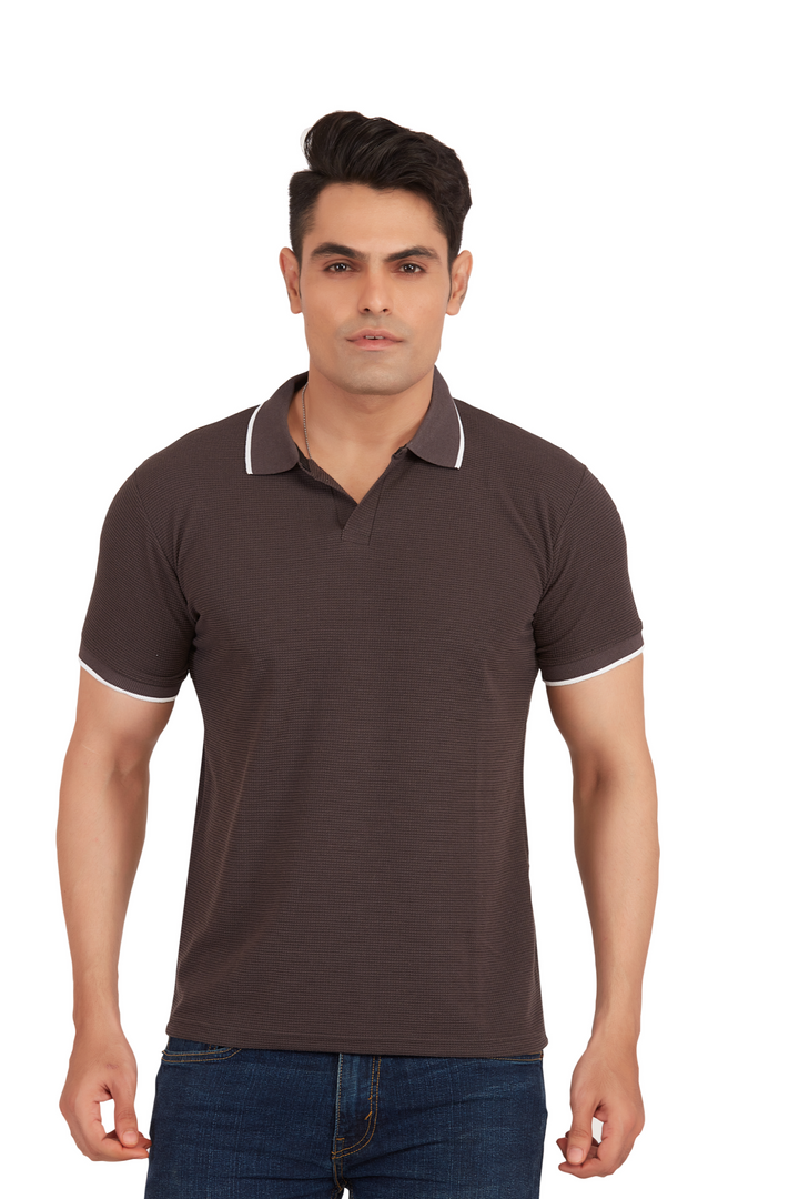 Textura Grey Waffleknit Polo