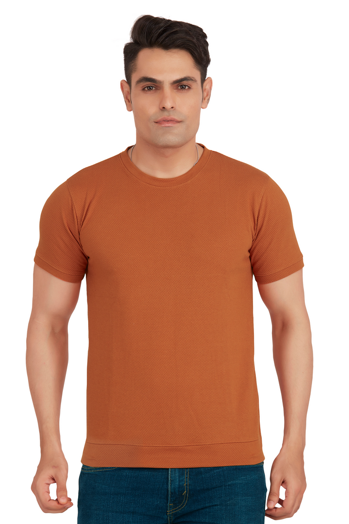 Texture Tobacco Popcorn Round Neck