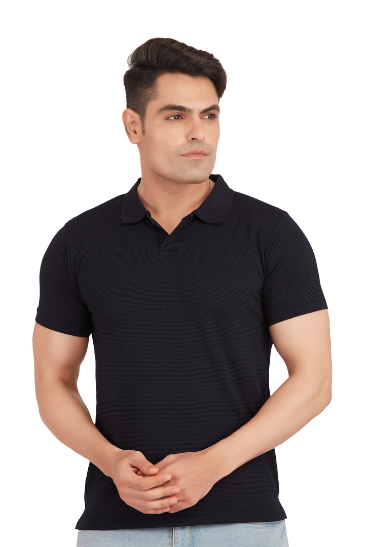 Textura Navy Blue Popcorn Polo