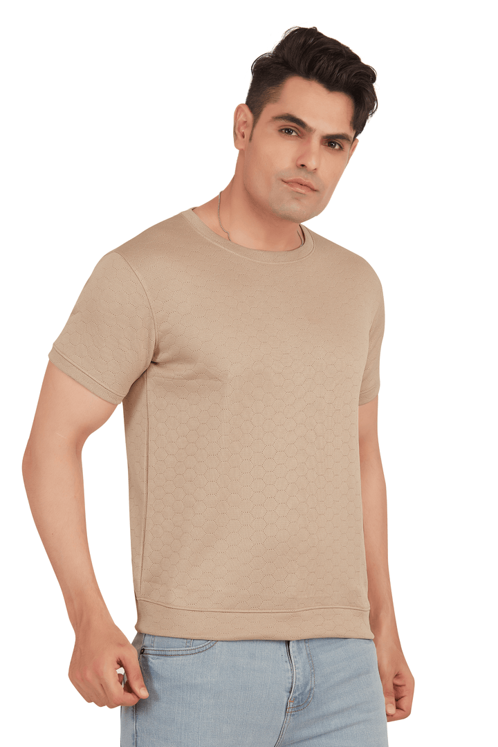 Textura Beige HexKnit Crew Neck