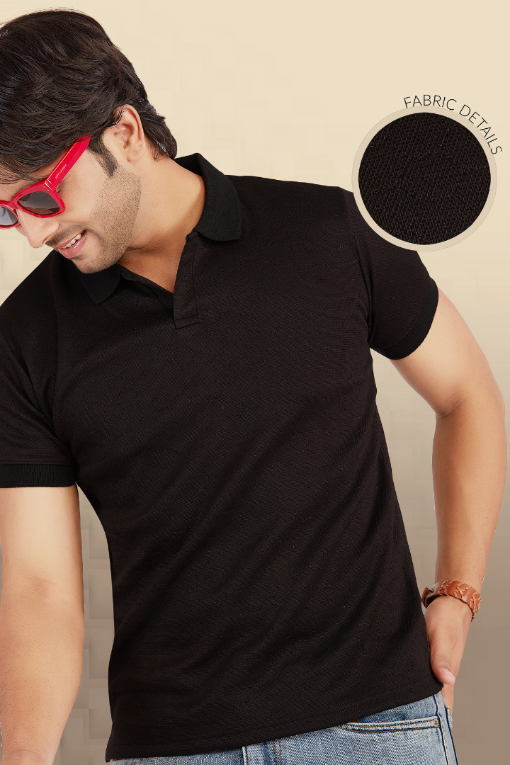 Textura Black HexKnit Polo