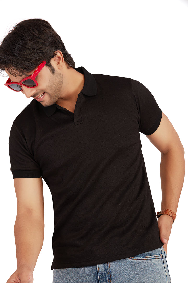 Textura Black HexKnit Polo