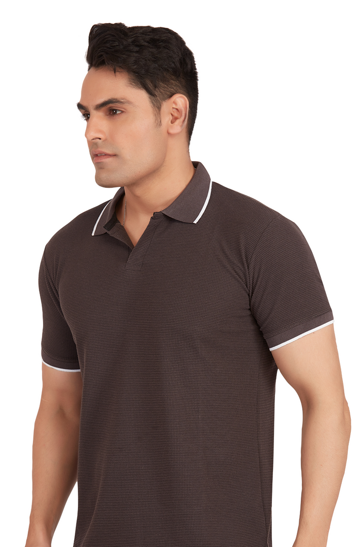 Textura Grey Waffleknit Polo