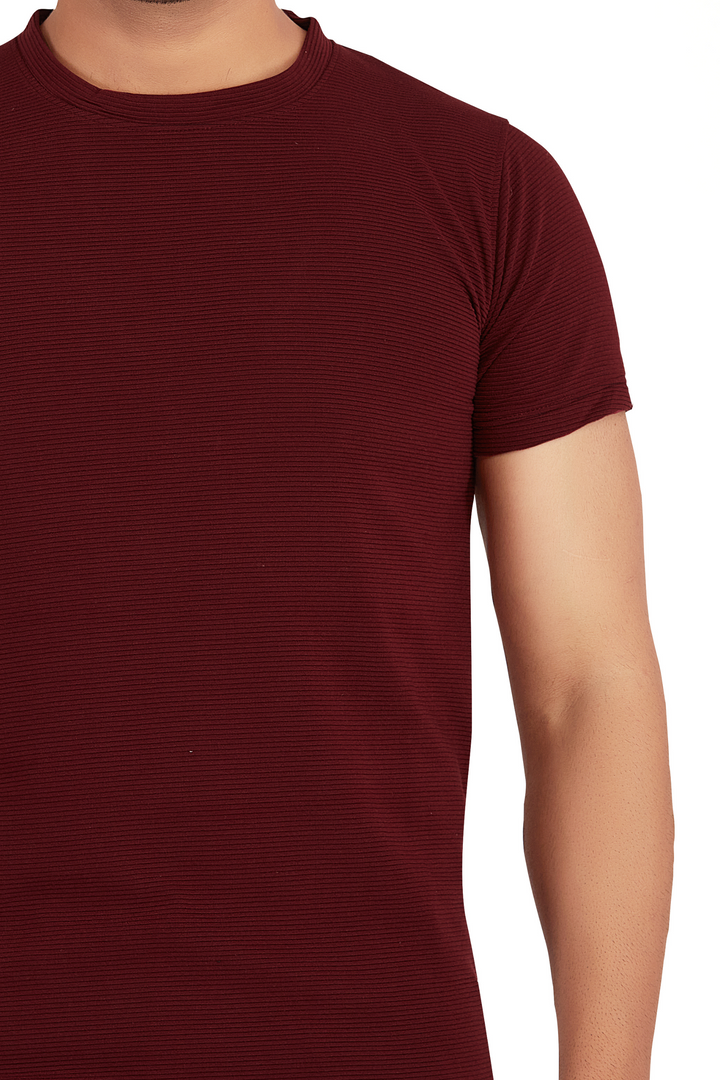 Textura Maroon Ribknit Crew Neck