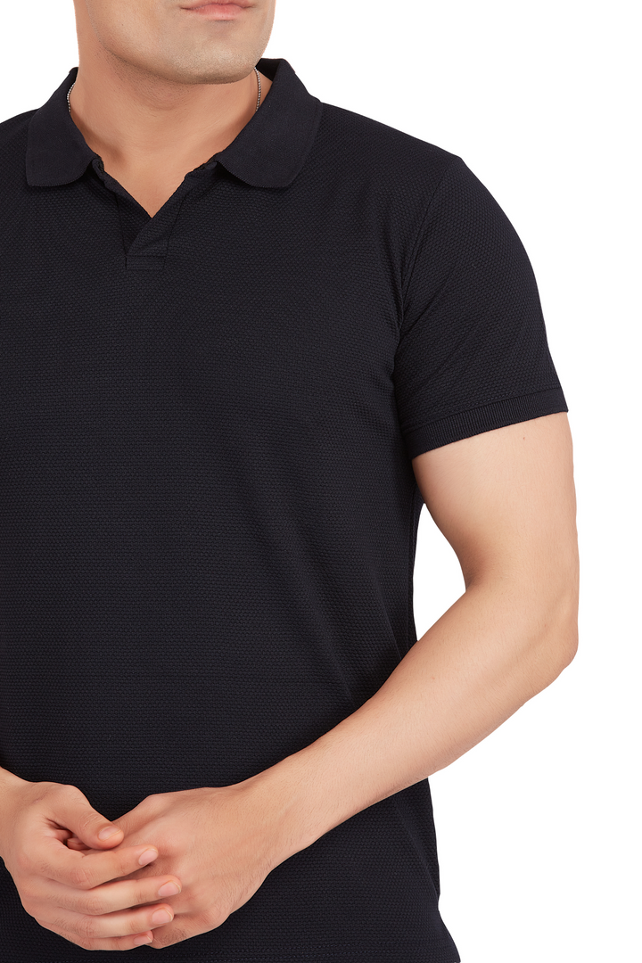 Textura Navy Blue Popcorn Polo