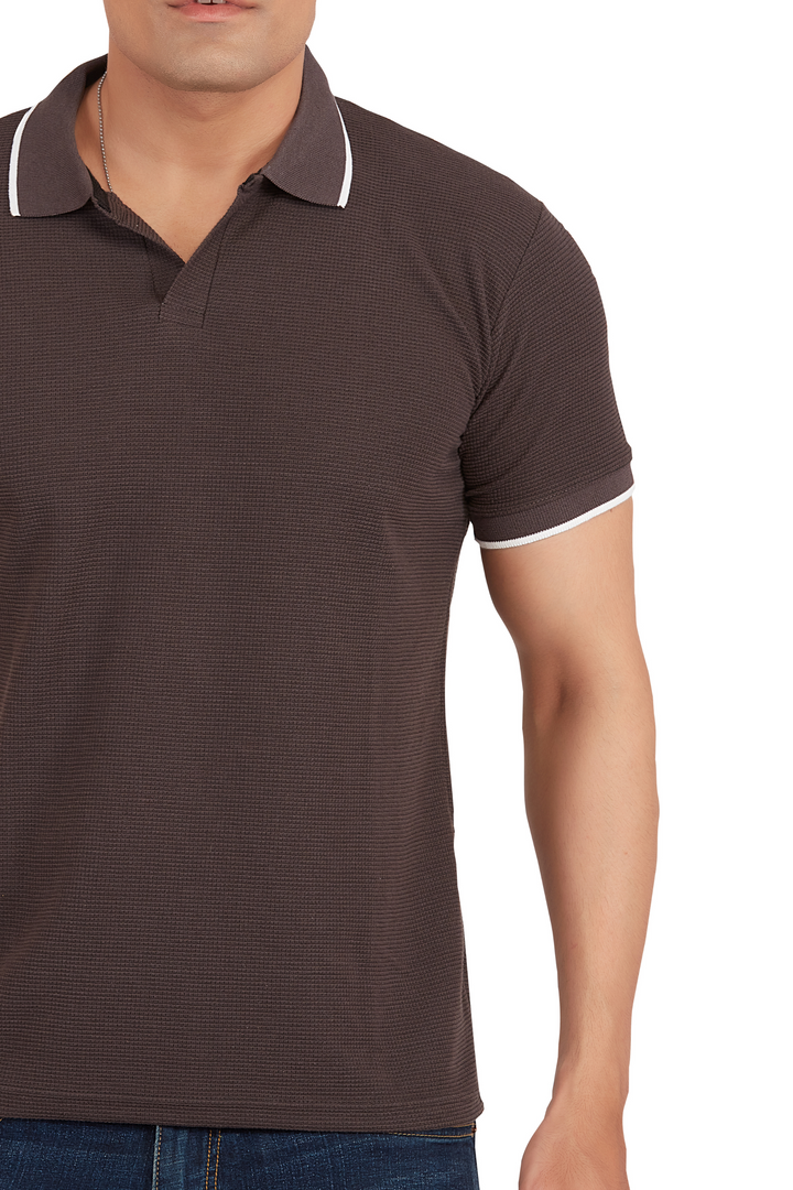 Textura Grey Waffleknit Polo