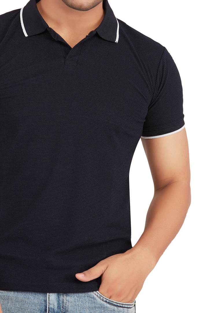 Textura Navy Blue Waffleknit Polo