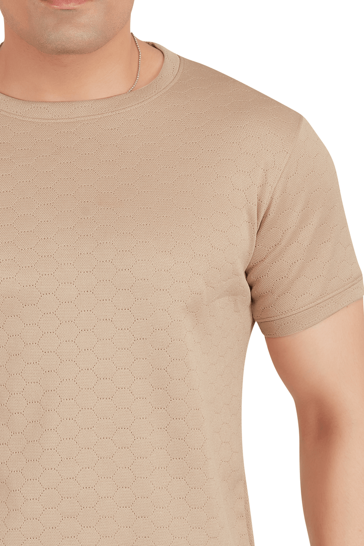 Textura Beige HexKnit Crew Neck