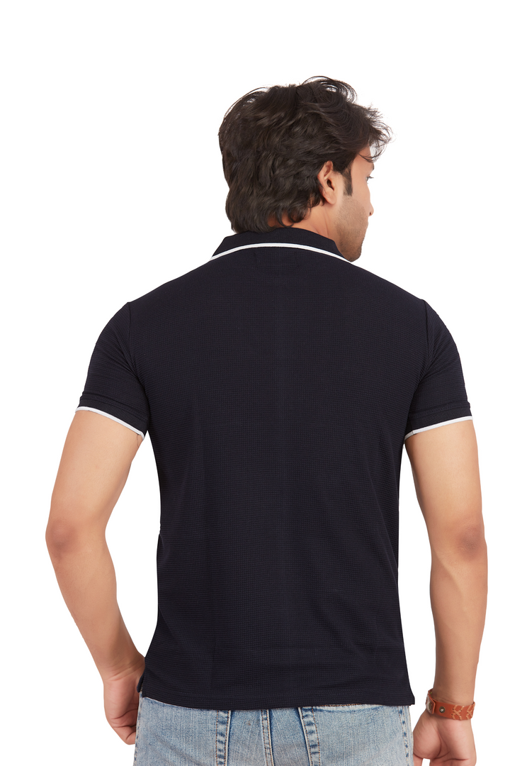 Textura Navy Blue Waffleknit Polo