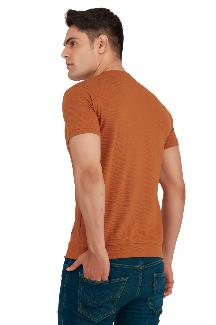 Texture Tobacco Popcorn Round Neck