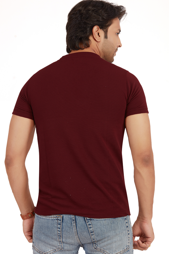 Textura Maroon Ribknit Crew Neck