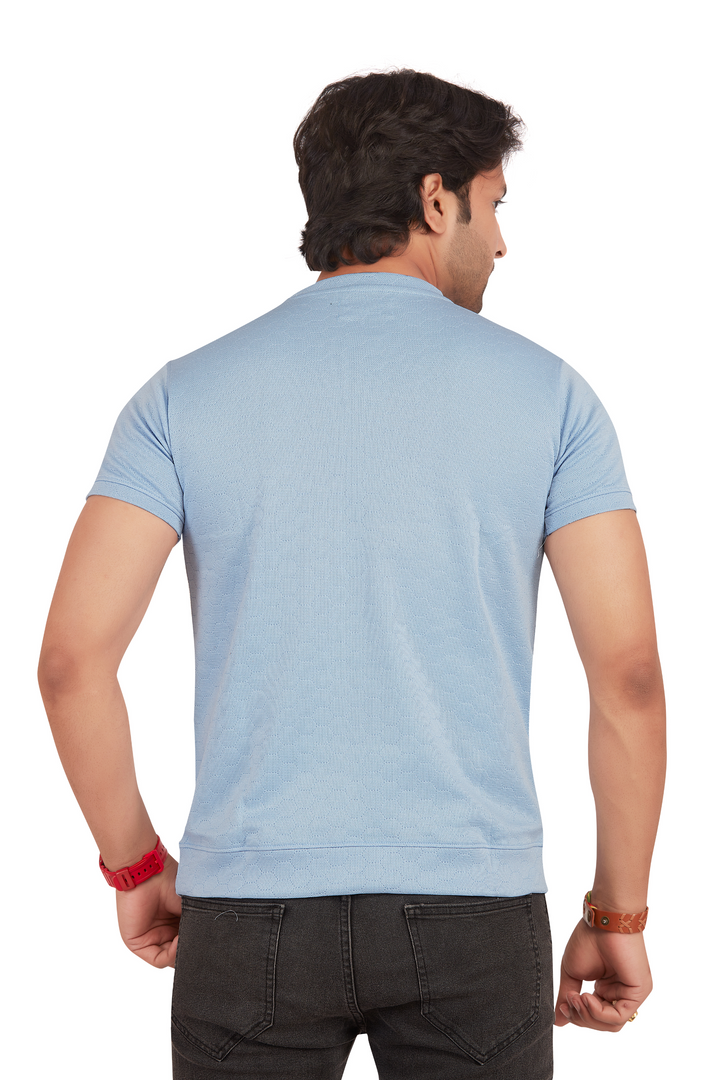 Textura Light Blue HexKnit Crew Neck