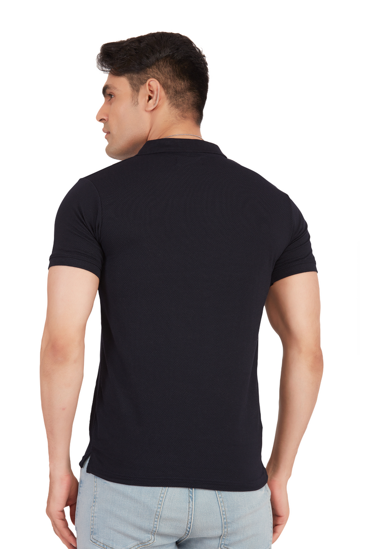 Textura Navy Blue Popcorn Polo