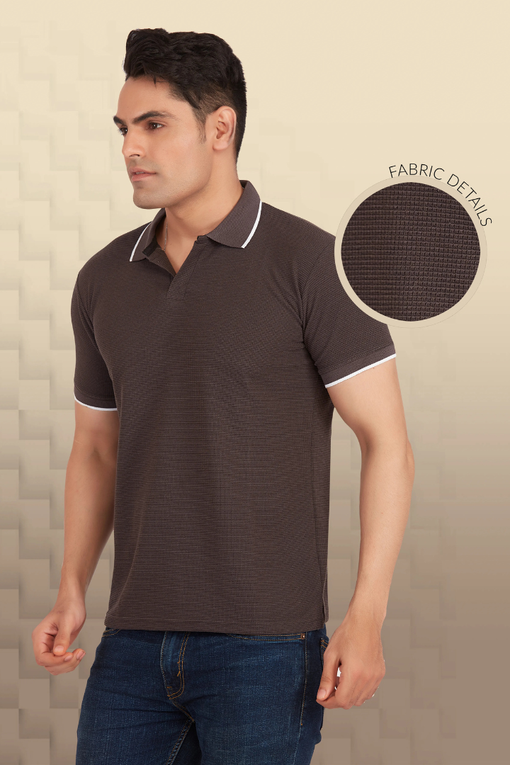 Textura Grey Waffleknit Polo