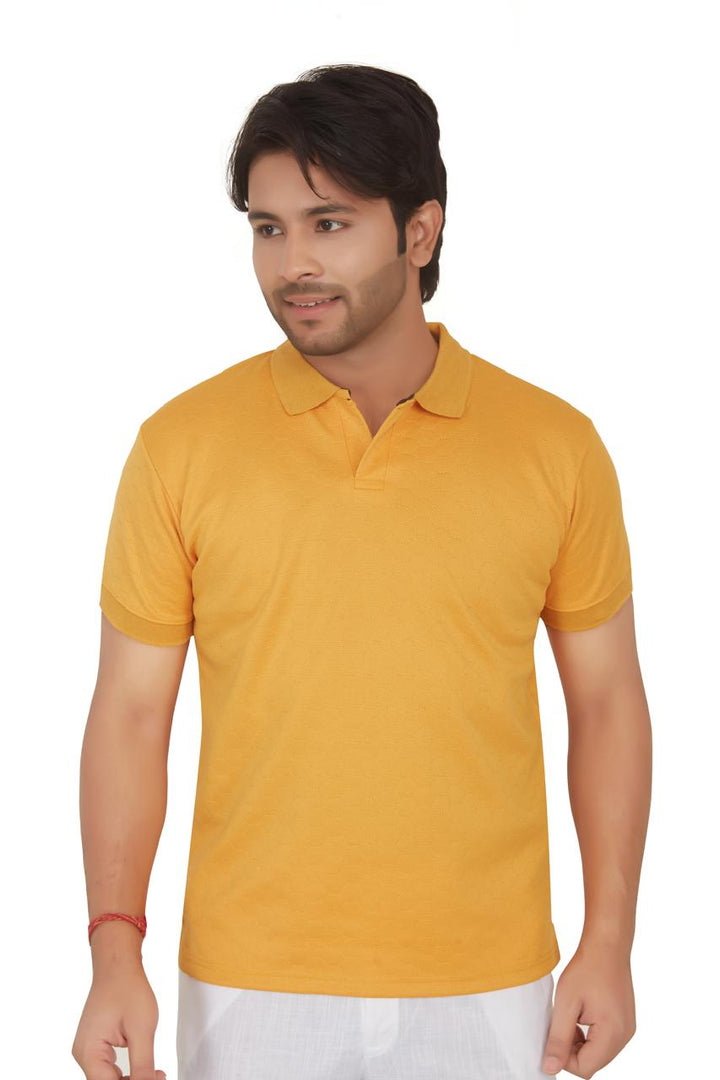 Textura Mustard HexKnit Polo